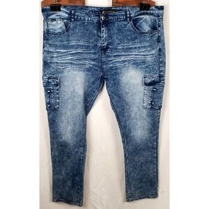 Rocawear Blue Blast Jeans Y2k Size 44/32 Skinny Baggy Dark‎ Light Wash Hip-hop